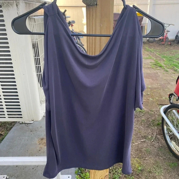Anthropologie Purple Cowl Neck Relaxed Fit Shoulder Cuts Blouse Women's XS - Picture 2 of 4